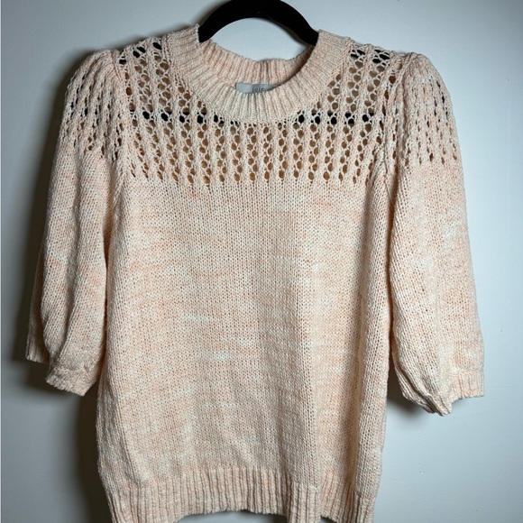 JOIE | Una Open Puff Sleeve Peach Knit Sweater - Picture 2 of 6